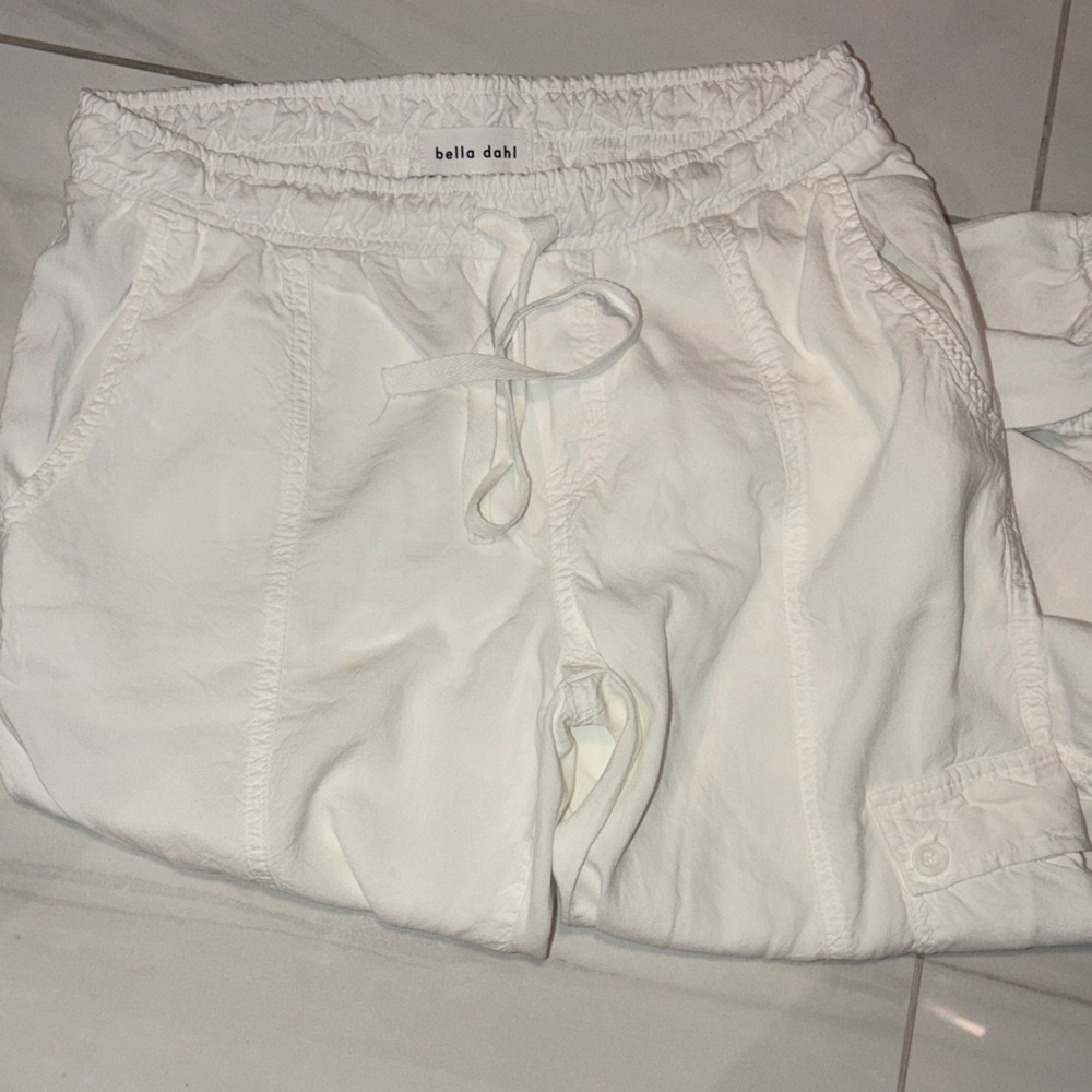 Bella Dahl White Elastic Drawstring Joggers